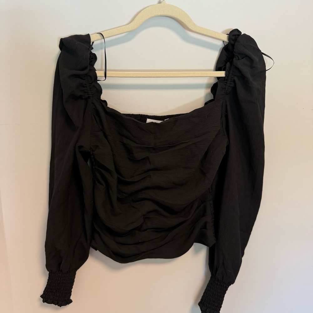 Astr Black Ruched Blouse